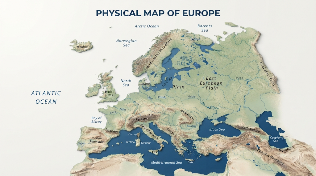 Physical Map of Europe