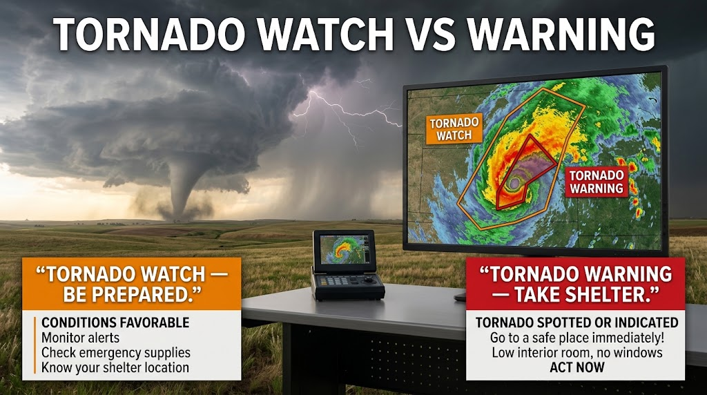 Tornado Watch vs Warning